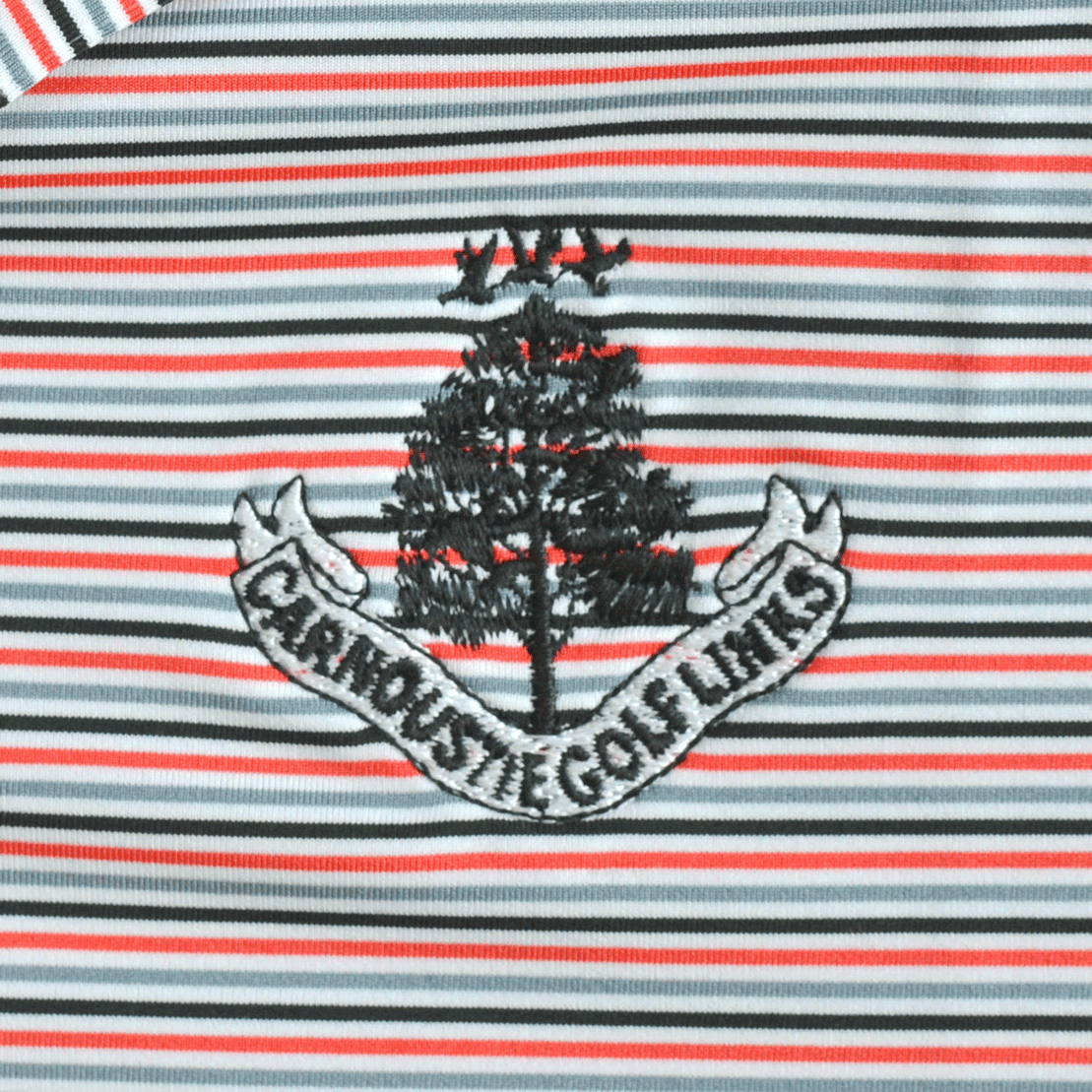 Balance Stripe Polo Shirt - White/Black/Hibiscus/Flint