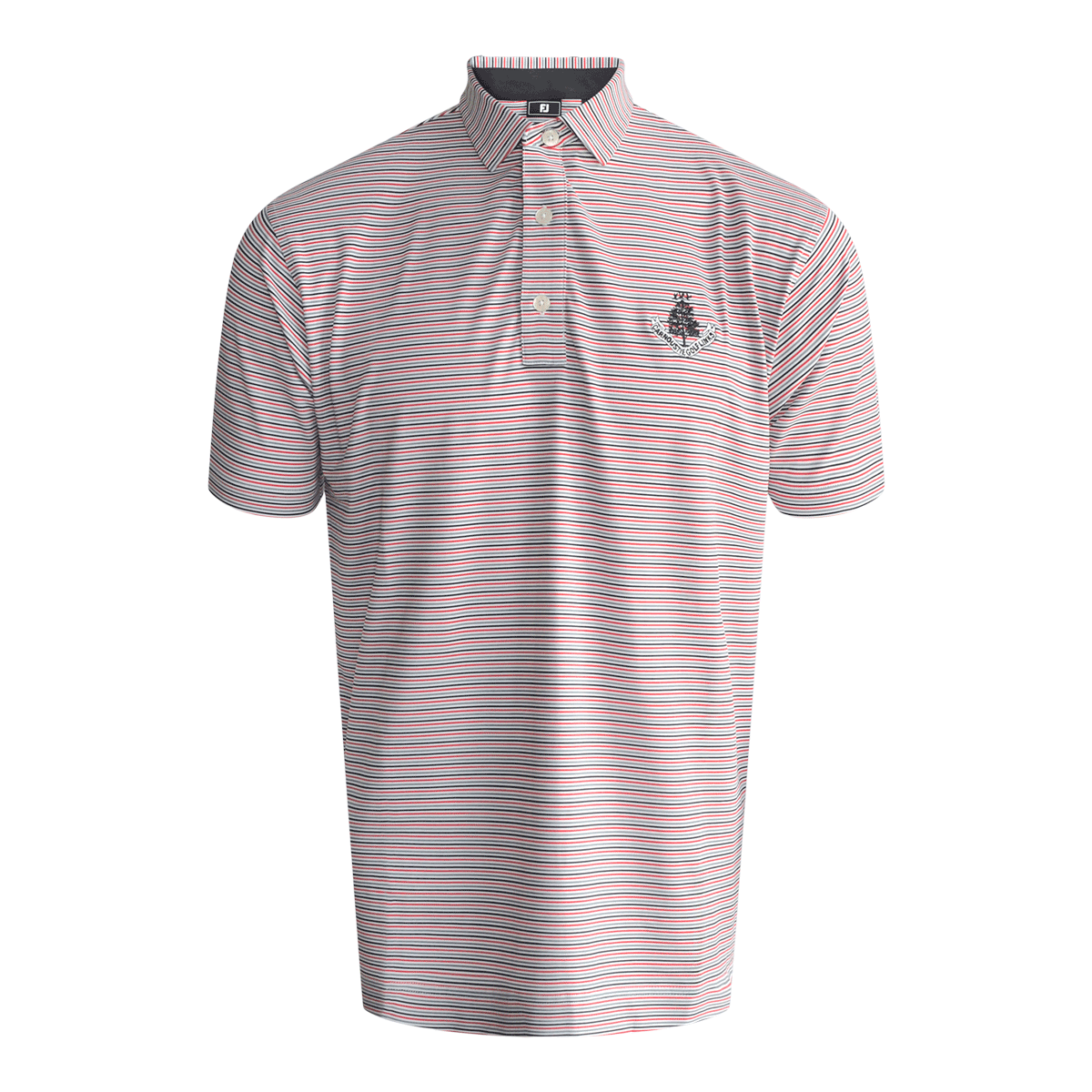Balance Stripe Polo Shirt - White/Black/Hibiscus/Flint