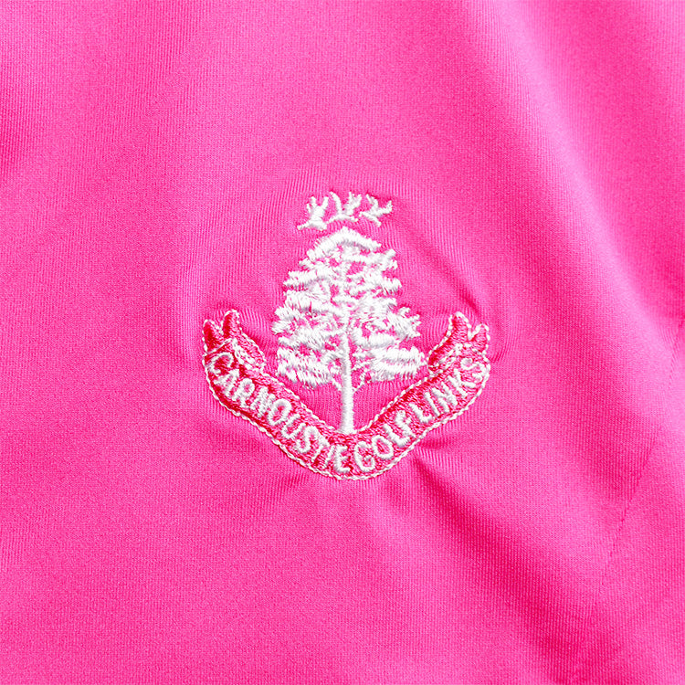 Houndstooth Trim 3/4 Slve Polo - Hot Pink