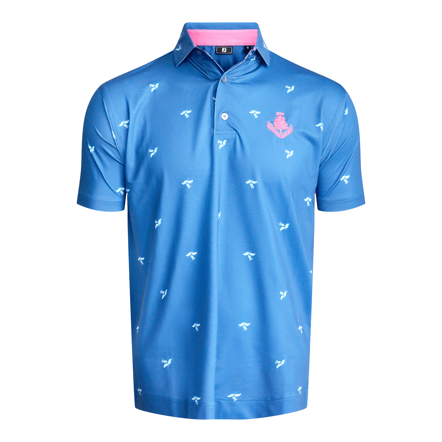 Thistle Print Lisle Polo - Deep Blue