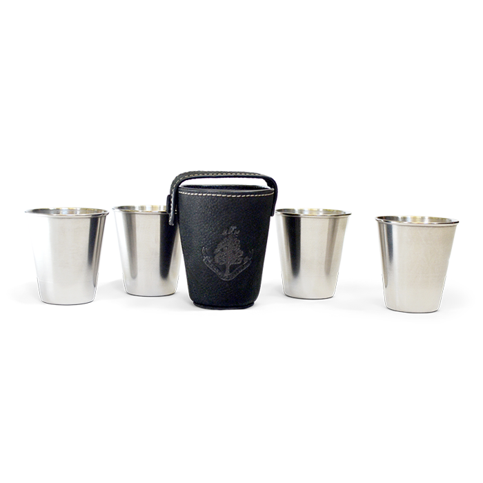 Leather Bound Sharing Cups (Set Of 4) - Matt Black