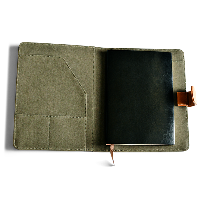 Wax Canvas A5 Notepad - Green/Tan