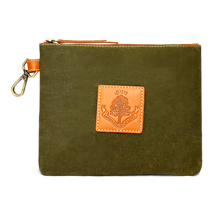 Wax Canvas Valuables Bag - Green/Tan