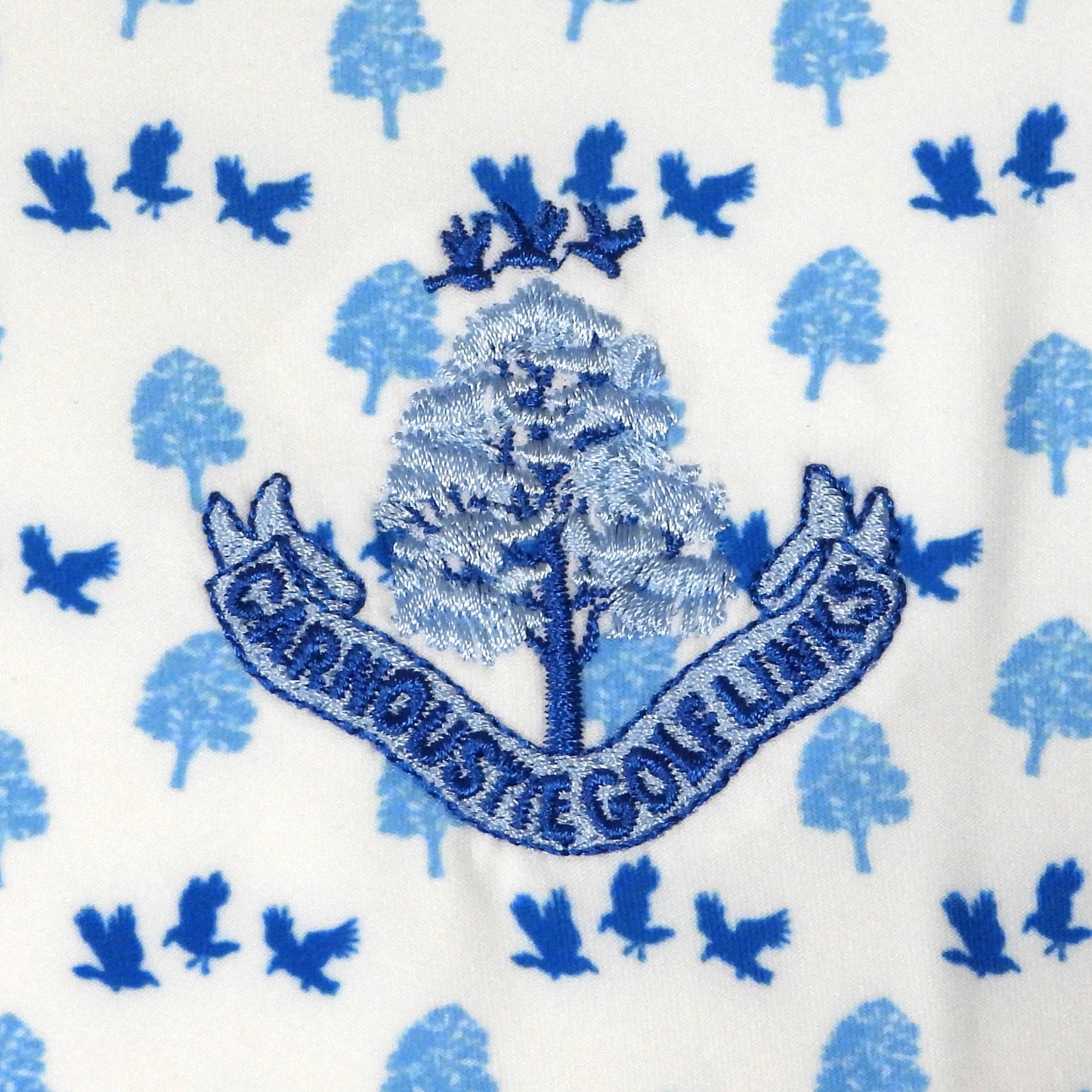 Cgl Birds And Tree Polo Shirt - White/Mid Blue/Blue