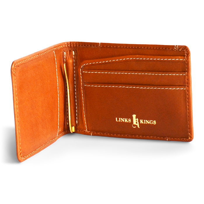 Leather Crown Money Clip - Tan