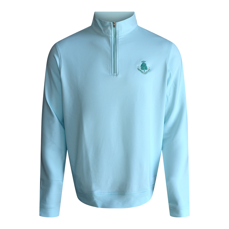 Perth Sugar Stripe 1/4 Zip Sweater - Cabana Blue