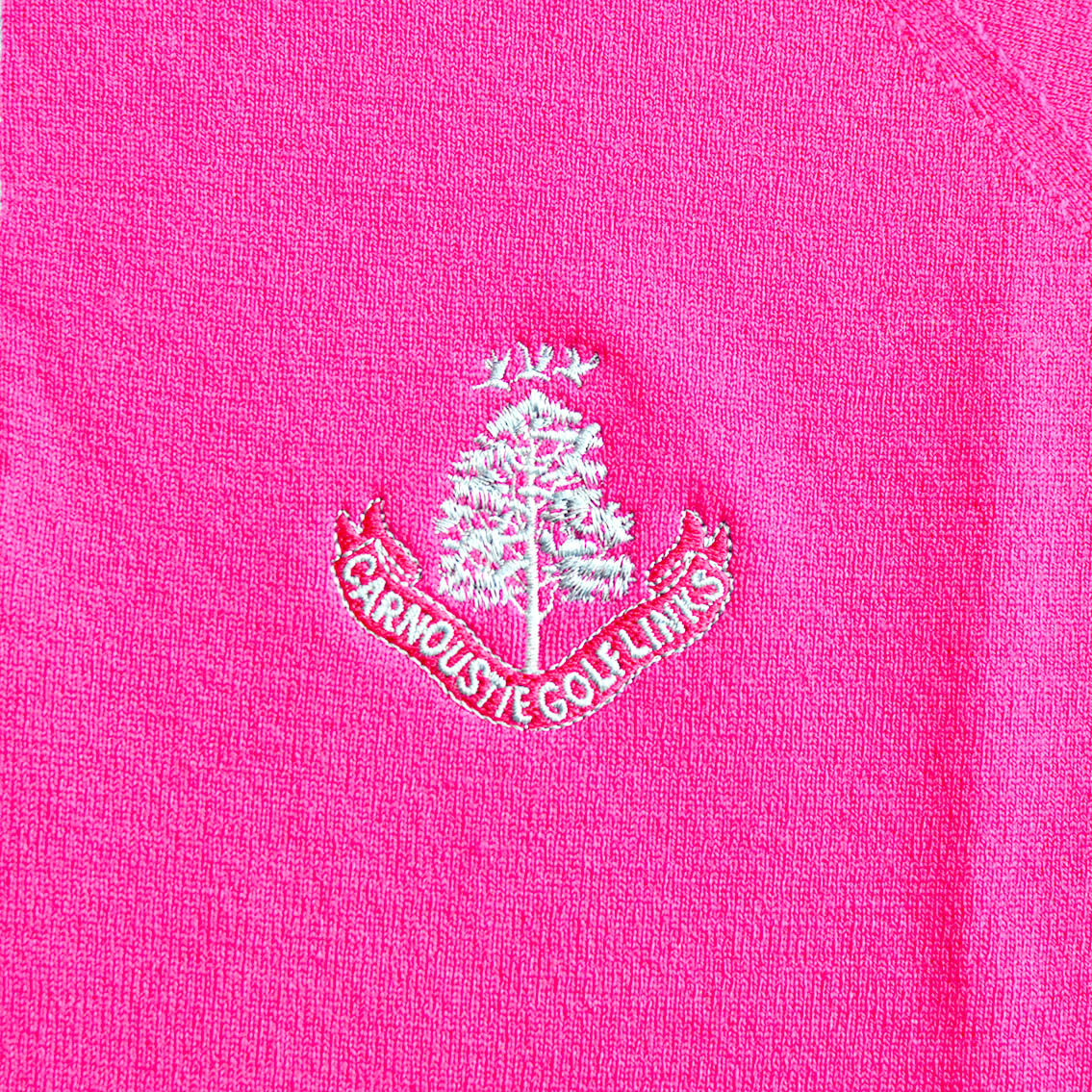 Merino Contrast Zip Neck Sweater - Fushia/Carribean