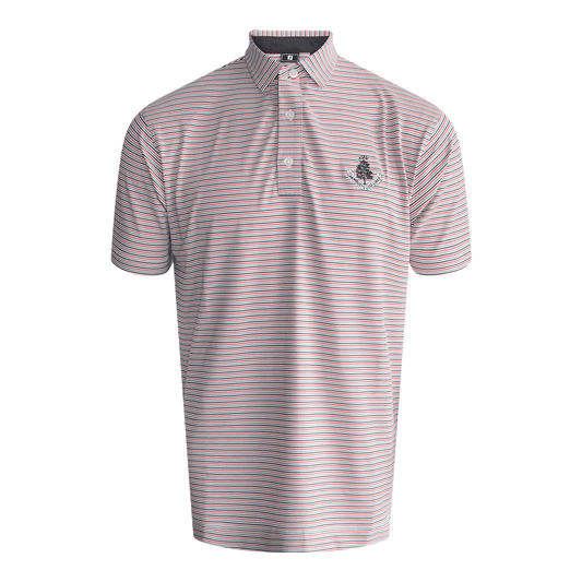 Balance Stripe Polo Shirt - White/Black/Hibiscus/Flint