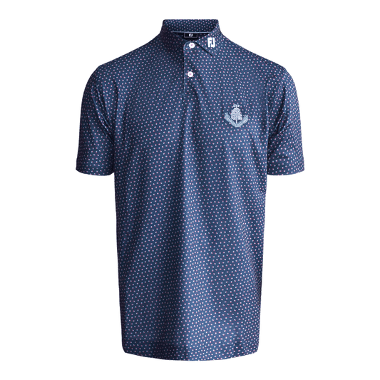 Bounce Print Pique Polo Shirt - Dark Denim