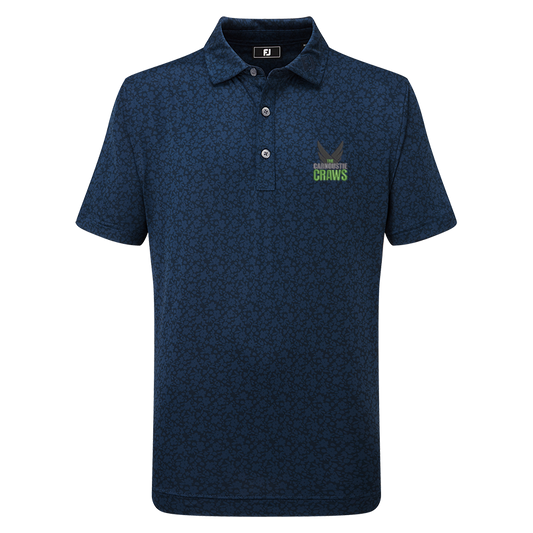 Junior Painted Floral Lisle Polo - Navy