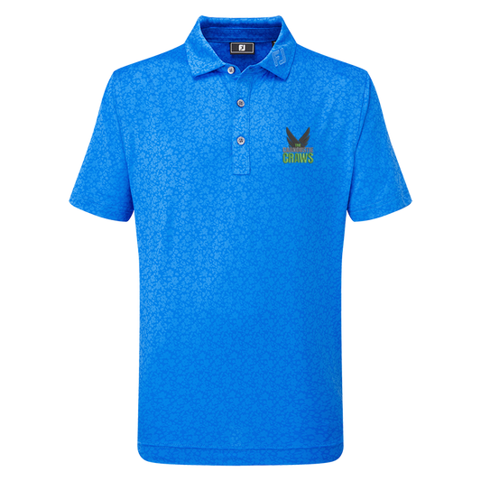 Junior Painted Floral Lisle Polo - Cobalt