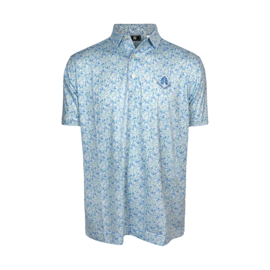 Medow Print Lisle Polo Shirt - Blue Reef/Sea Glass