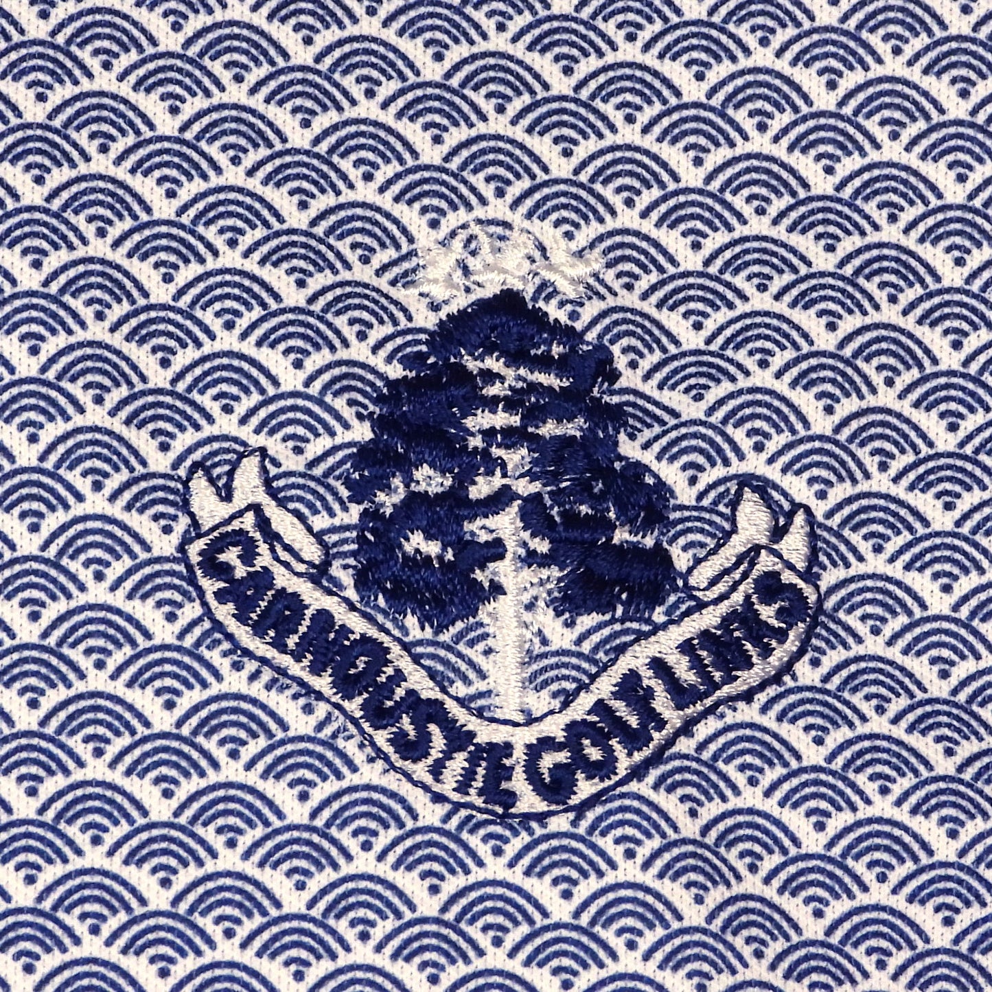 Scallop Geo Pique Polo Shirt - Navy