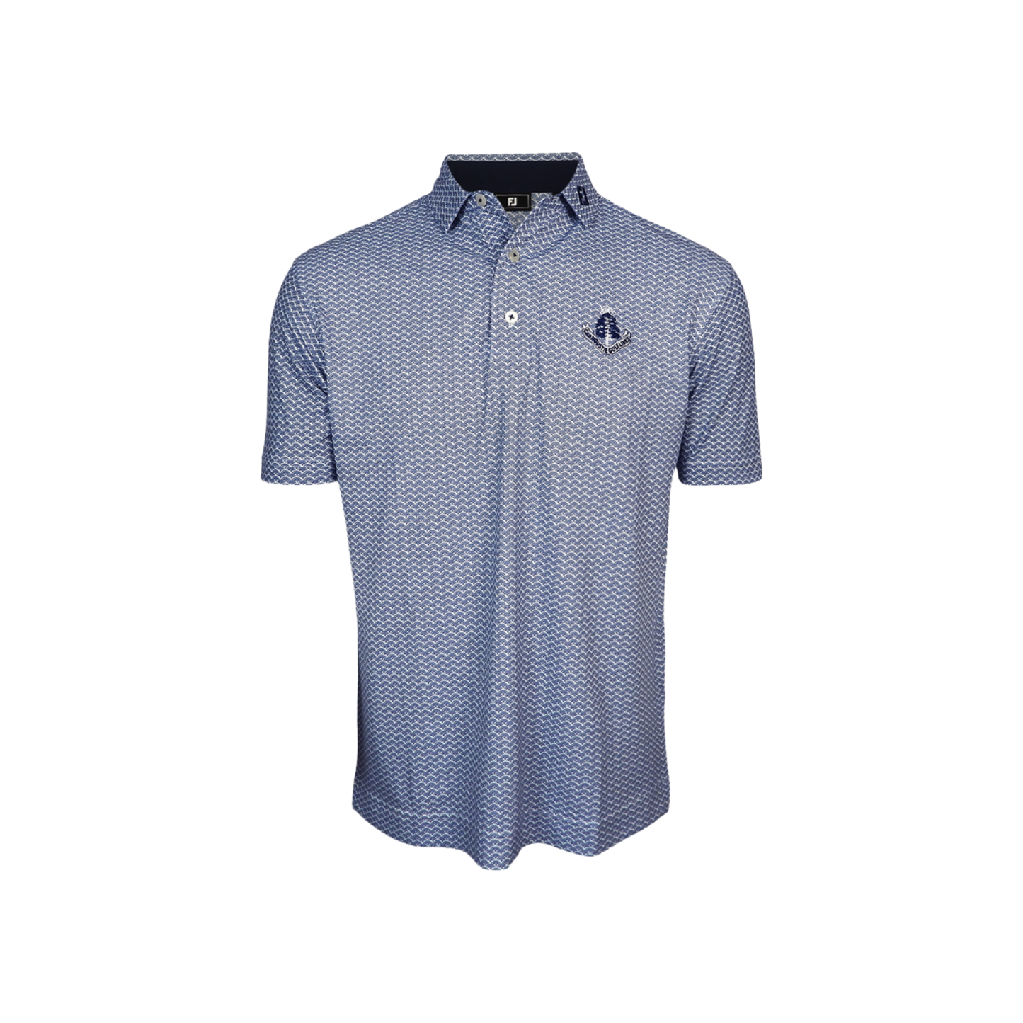 Scallop Geo Pique Polo Shirt - Navy