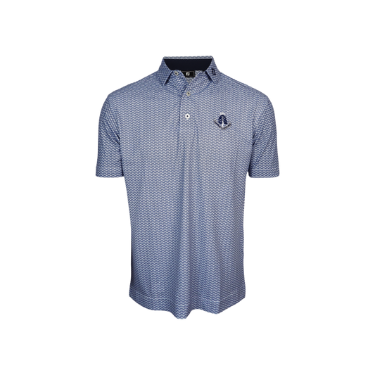 Scallop Geo Pique Polo Shirt - Navy