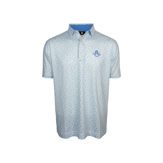 Surfs Up Polo Shirt - Deep Reef/White/Sea Glass