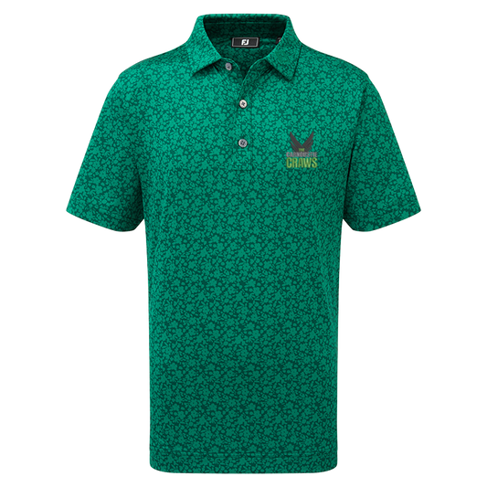 Junior Painted Floral Lisle Polo - Field Green