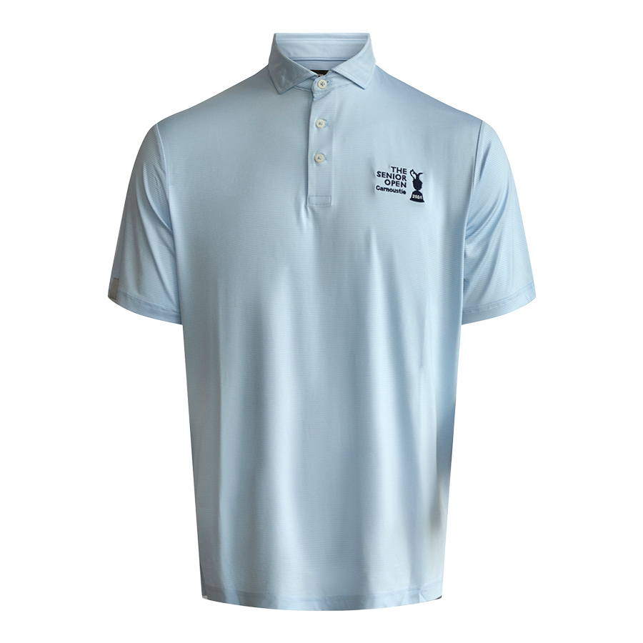 Lightweight Airflow Stripe Polo Shirt - Office Blue/Ceramic White