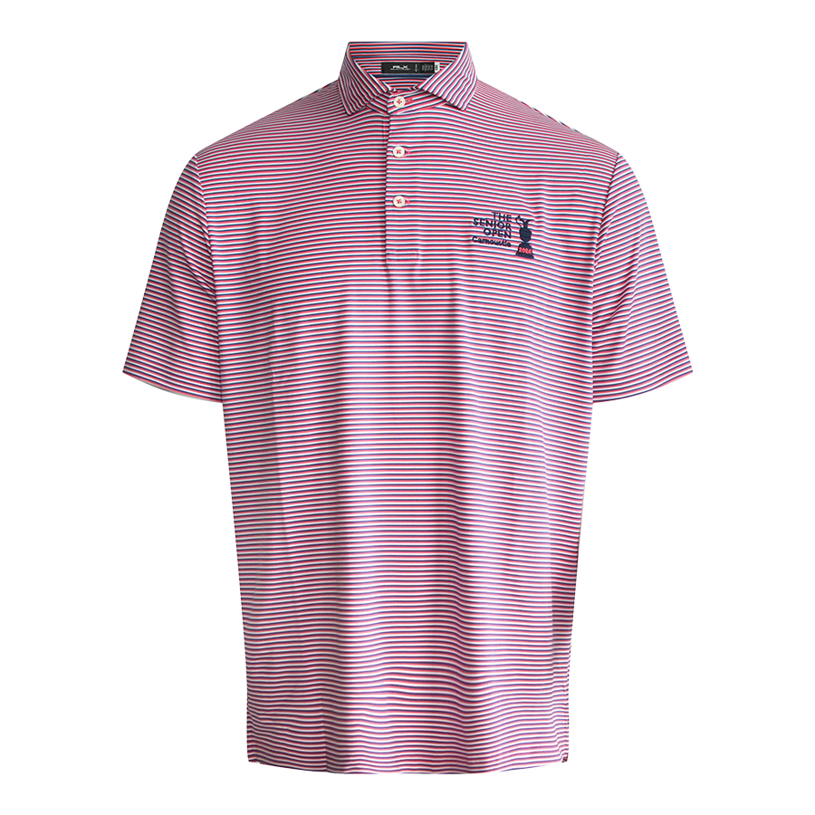 Lightweight Airflow Stripe Polo Shirt - Peaceful Coral Multi