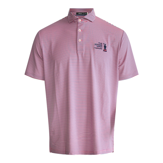 Lightweight Airflow Stripe Polo Shirt - Peaceful Coral Multi