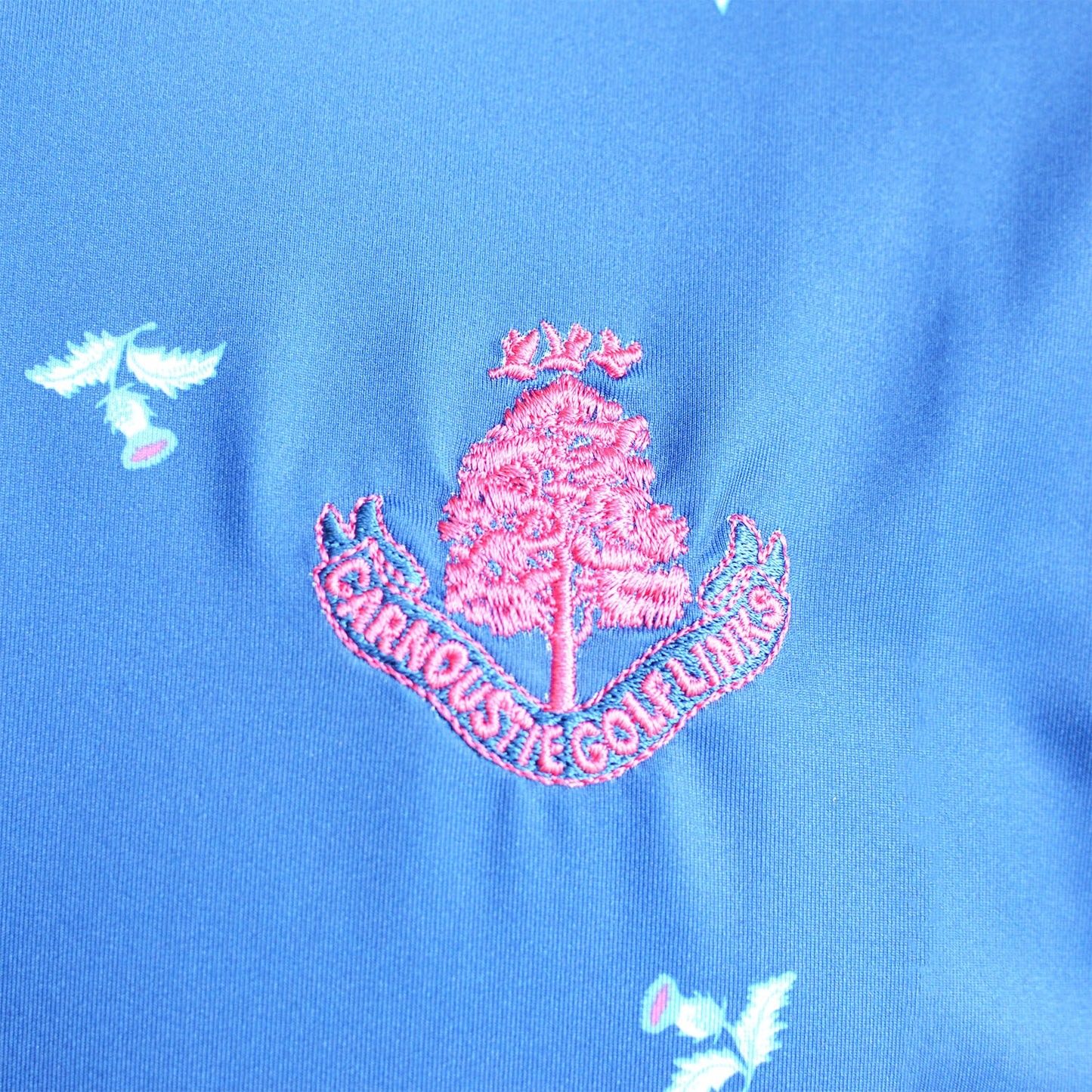Thistle Print Lisle Polo - Deep Blue