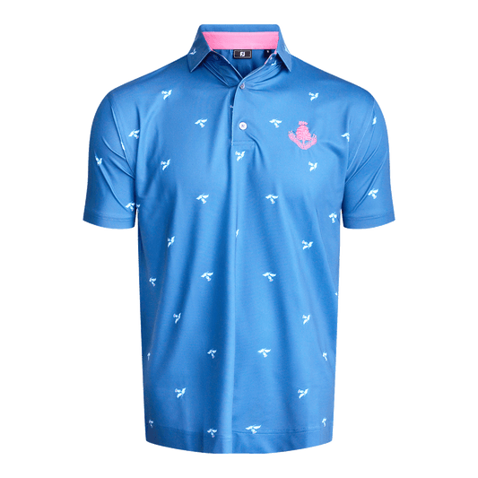 Thistle Print Lisle Polo - Deep Blue