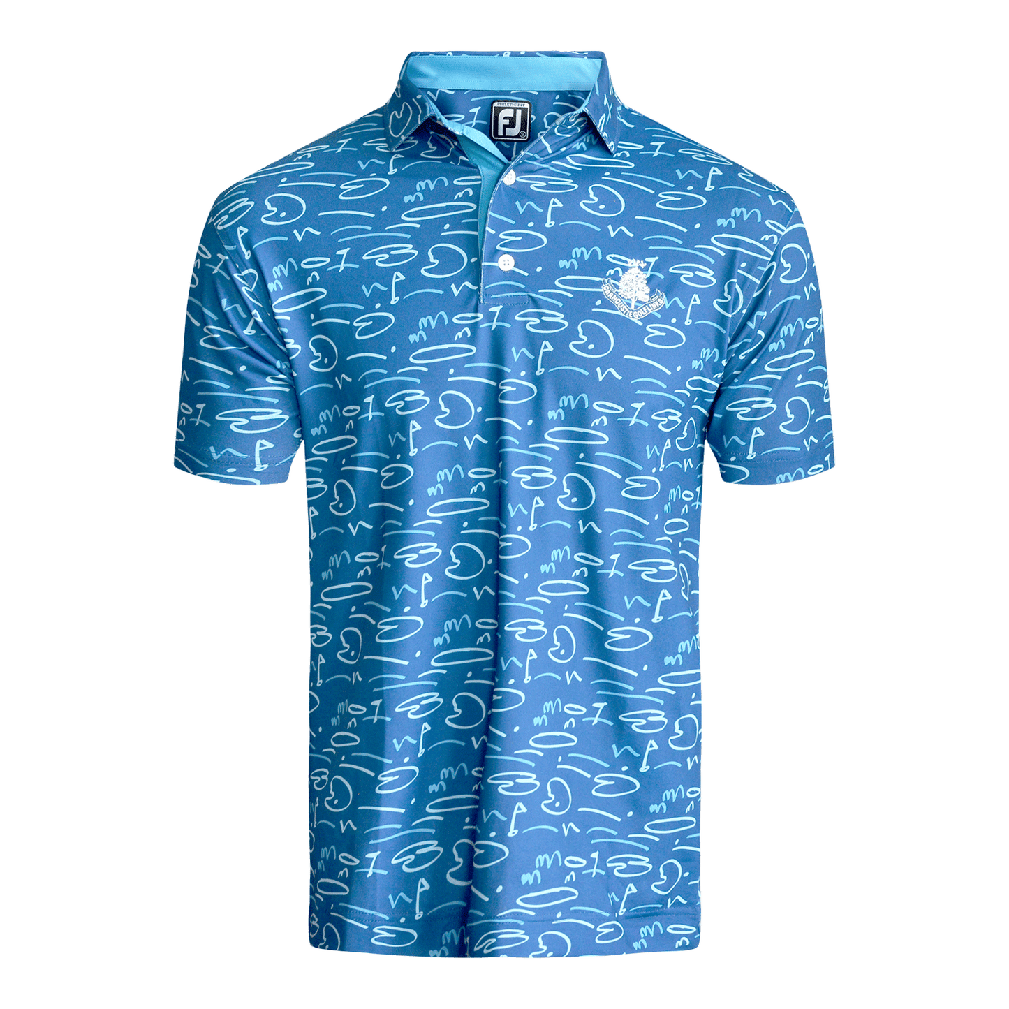 Golf Course Doodle Polo - Deep Blue