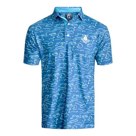 Golf Course Doodle Polo - Deep Blue