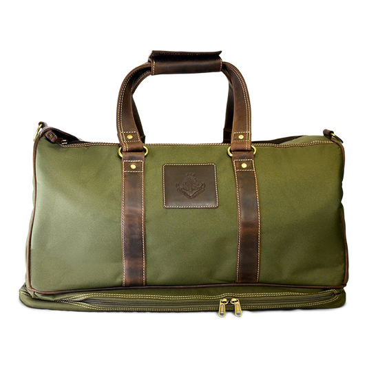 Leather Canvas Duffel Bag - Green