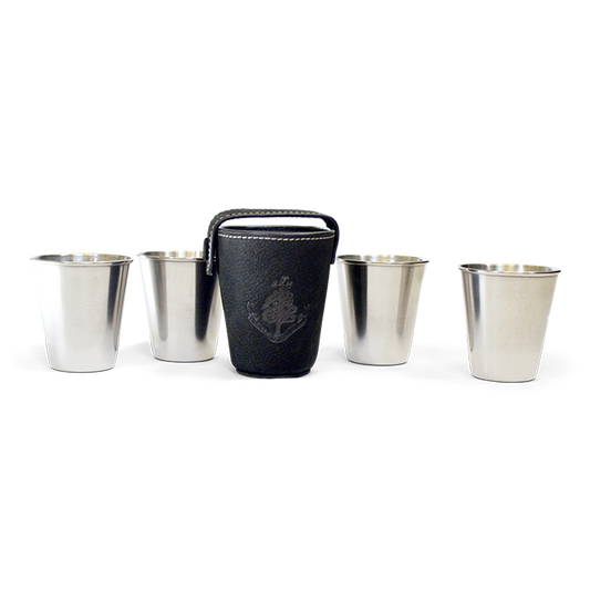Leather Bound Sharing Cups (Set Of 4) - Matt Black