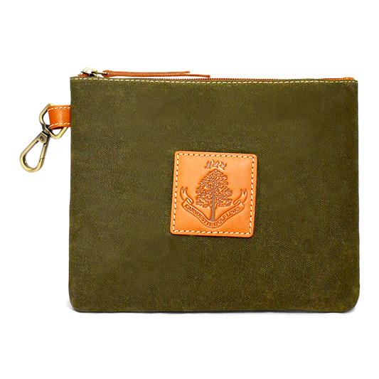 Wax Canvas Valuables Bag - Green/Tan