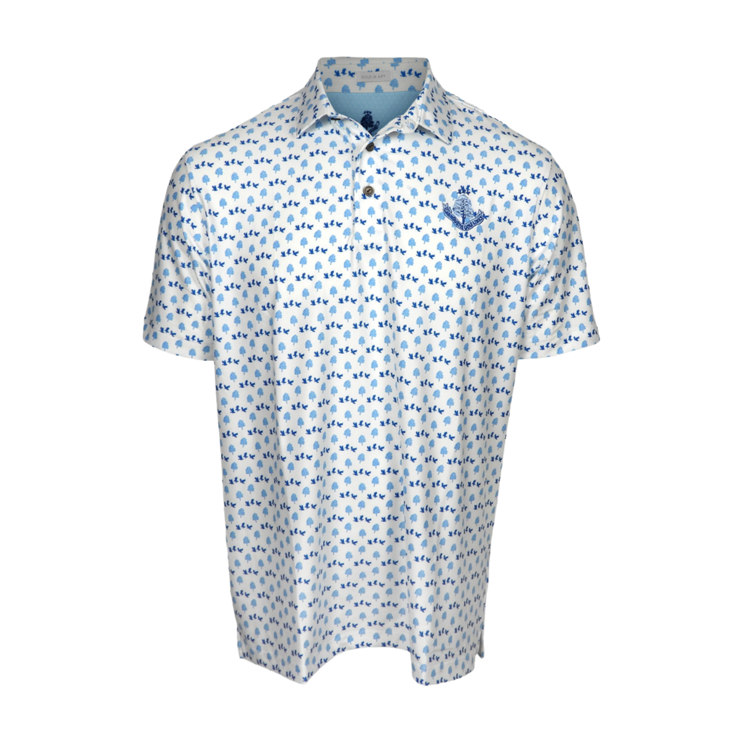 Cgl Birds And Tree Polo Shirt - White/Mid Blue/Blue