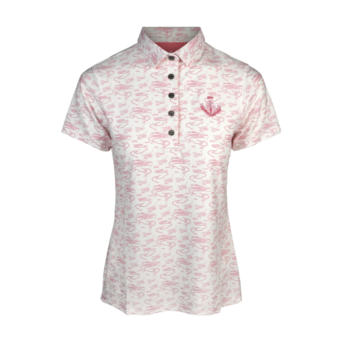 Ladies Barry Burn Sketch Polo - White/Pink
