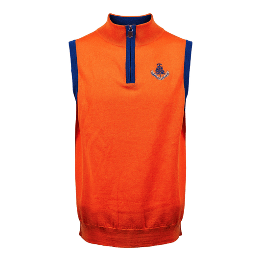 Merino Wool 1/4 Zip Slipover - Orange/Blue