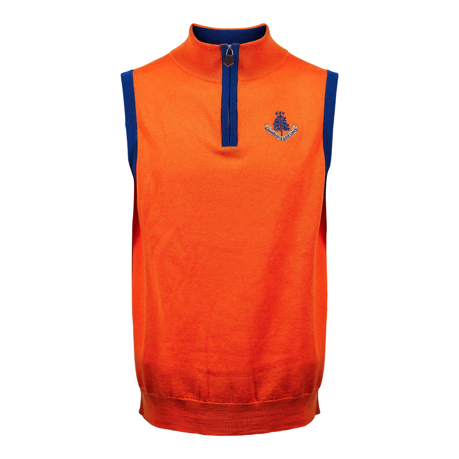 Merino Wool 1/4 Zip Slipover - Orange/Blue