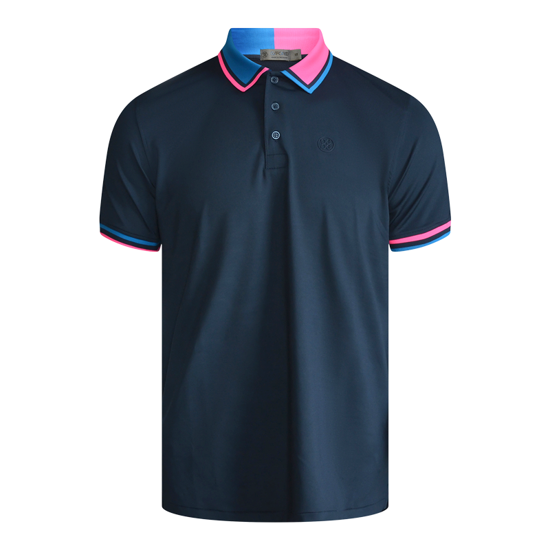 Two Tone Rib Collar Polo Shirt - Twilight