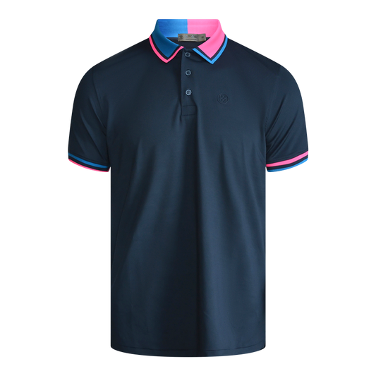 Two Tone Rib Collar Polo Shirt - Twilight