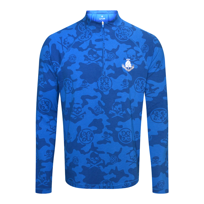 Exploded Camo Luxe 1/4 Zip - Surf Blue