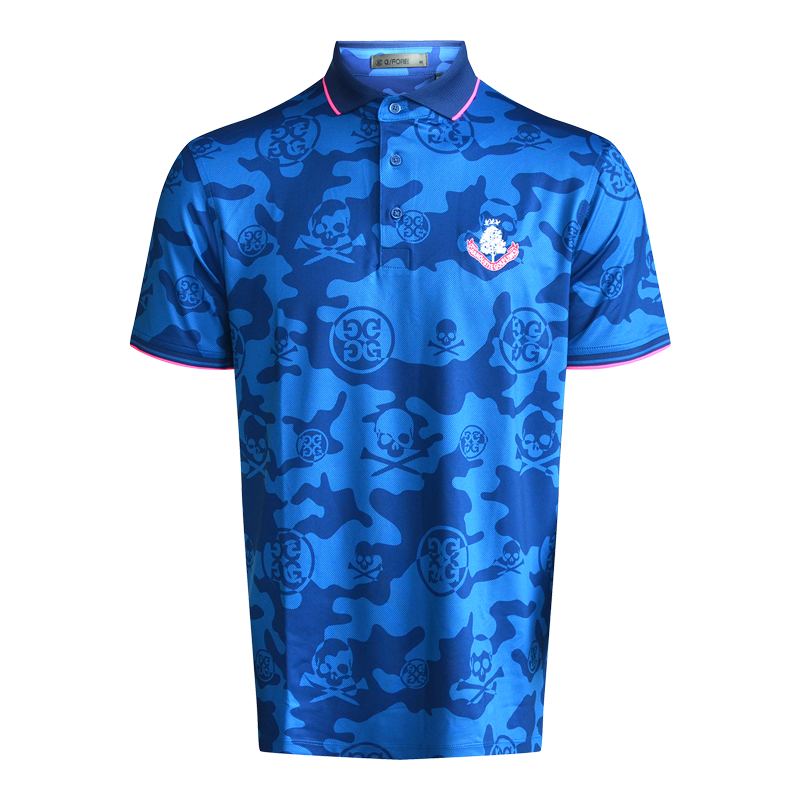 Exploded Camo Tech Polo Shirt - Space Blue