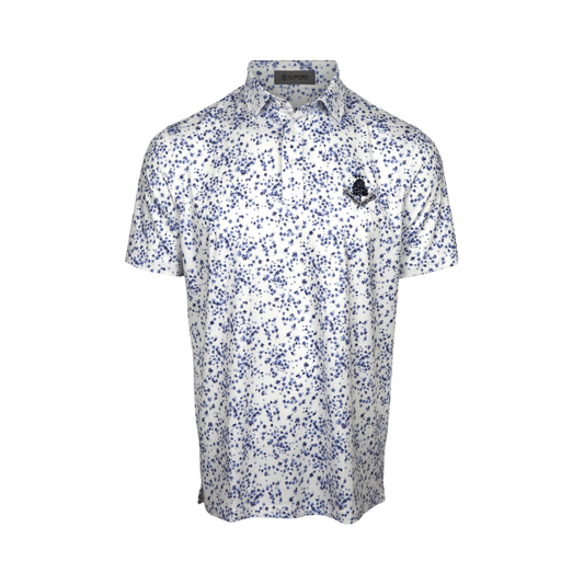 Floral Print Tech Jersey Polo - Snow/Twilight