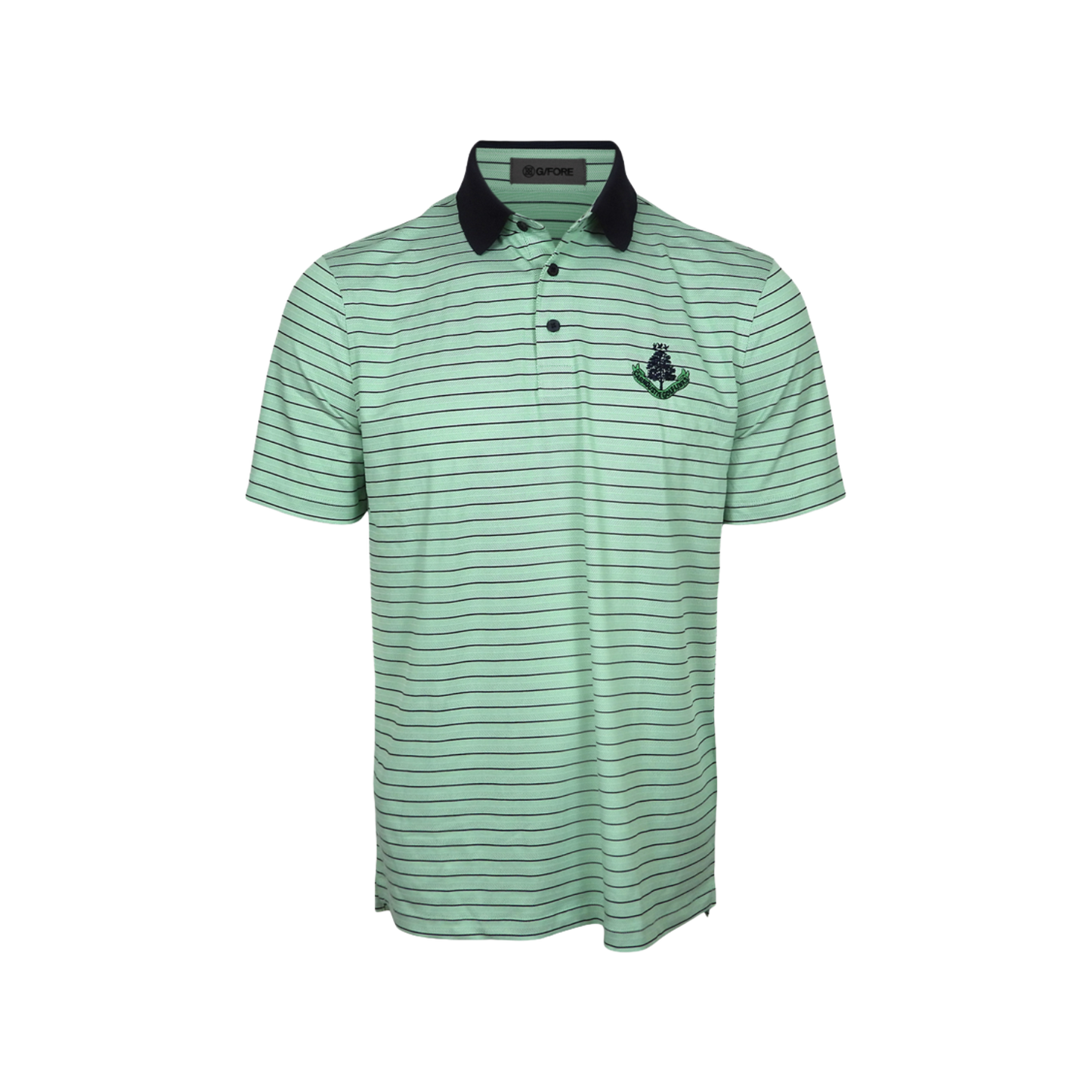 Herringbone Stripe Polo Contrast Collar - Clover