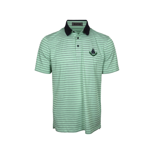 Herringbone Stripe Polo Contrast Collar - Clover