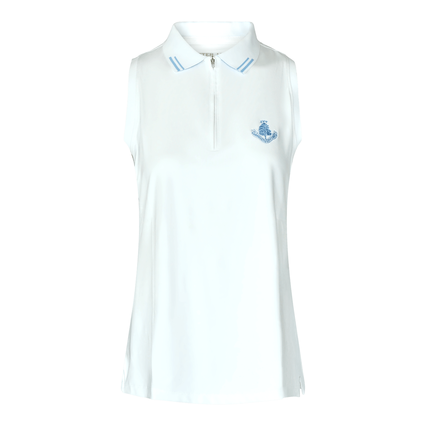 Chrissie Sleeveless Polo Shirt - White/Cottage Blue