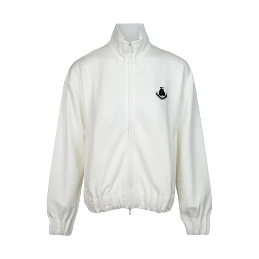 Flora Knit Swiss Dot Jacquard Fz Jacket - Soft White
