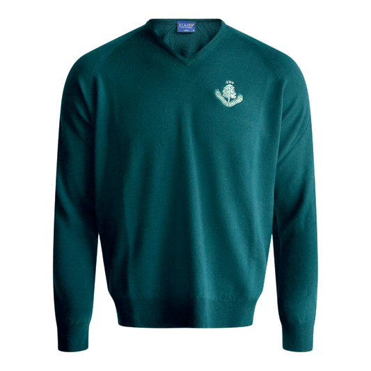 Merino V Neck Sweater - Tartan Green