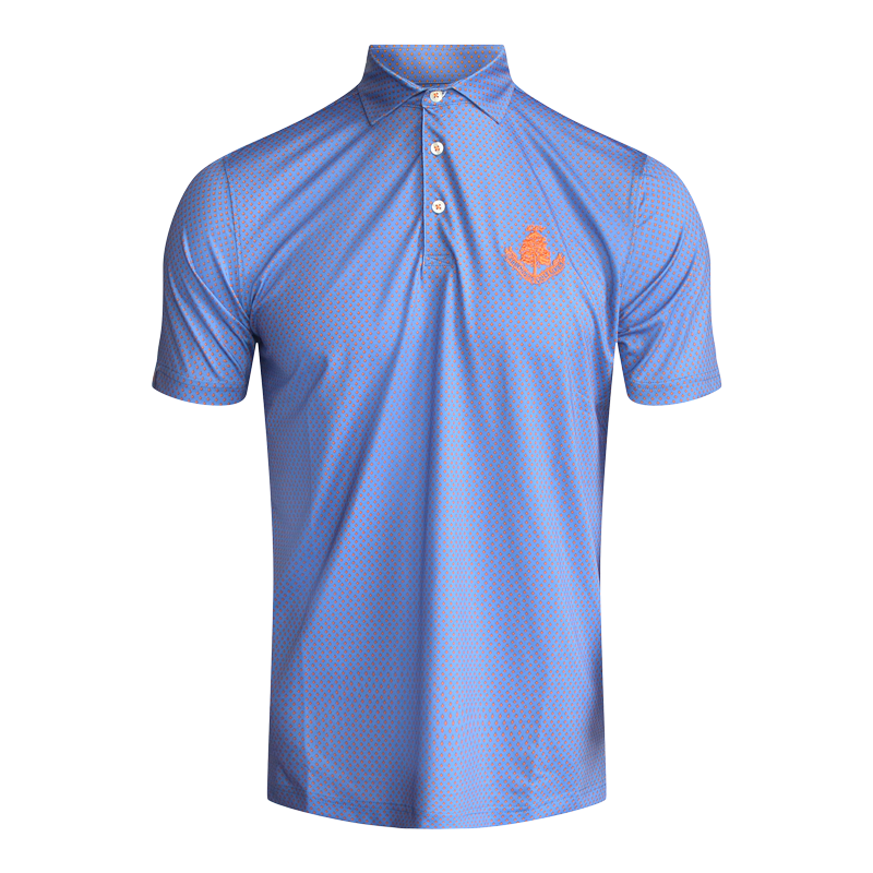 Byron Pattern Polo - Ultramarine/Clementine