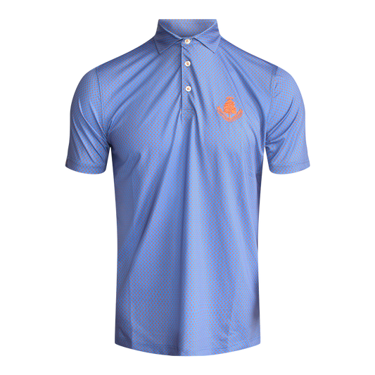 Byron Pattern Polo - Ultramarine/Clementine