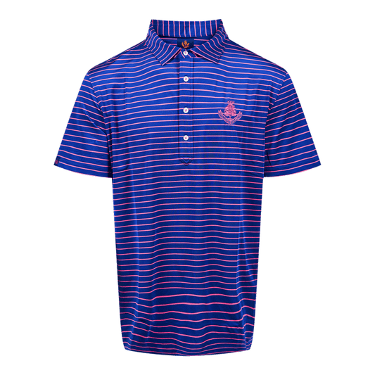 Stripe Polo Shirt - Navy/Peony