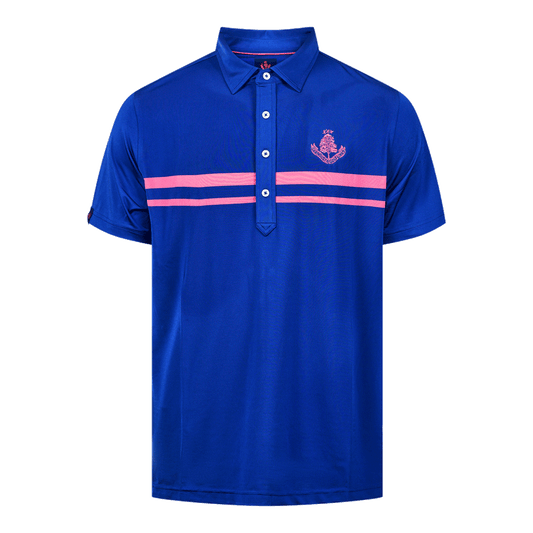 Stripe Polo Shirt - Navy/Peony