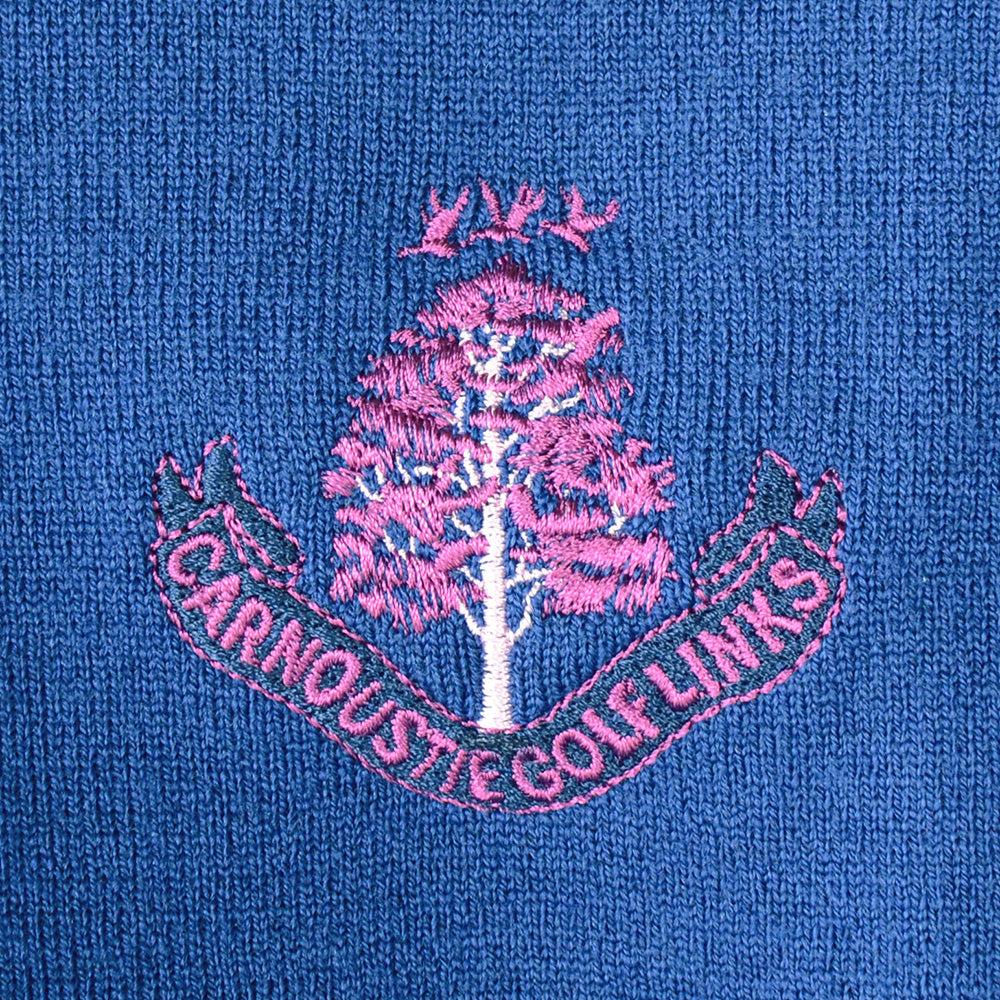 Merino Contrast Zip Neck Sweater - Carribean/Thistle